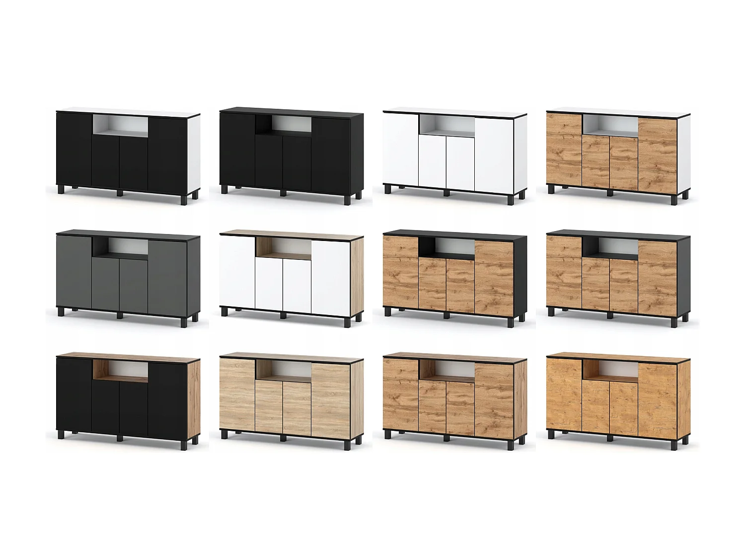 Grande commode loft 140cm  – Chêne Sonoma – Meuble de salon spacieux et moderne- TV  buffet