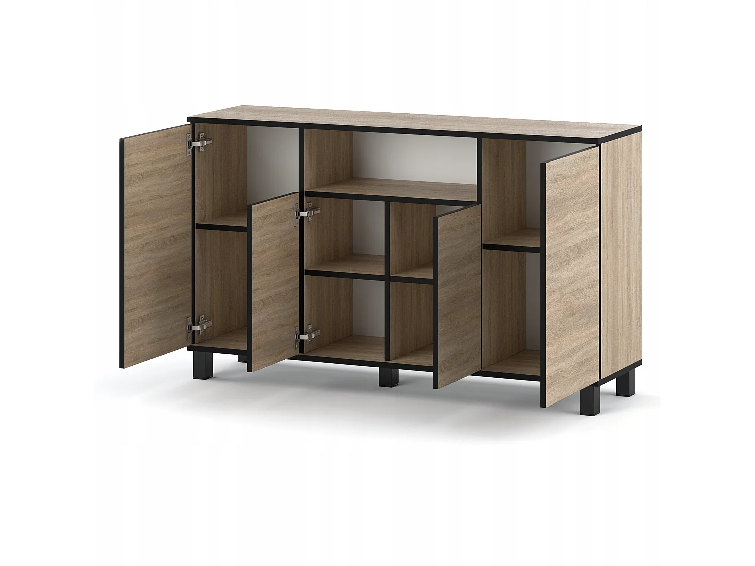 Cómoda loft grande de 140 cm - Carvalho Sonoma - Mobiliário de sala de estar espaçoso e moderno - TV
