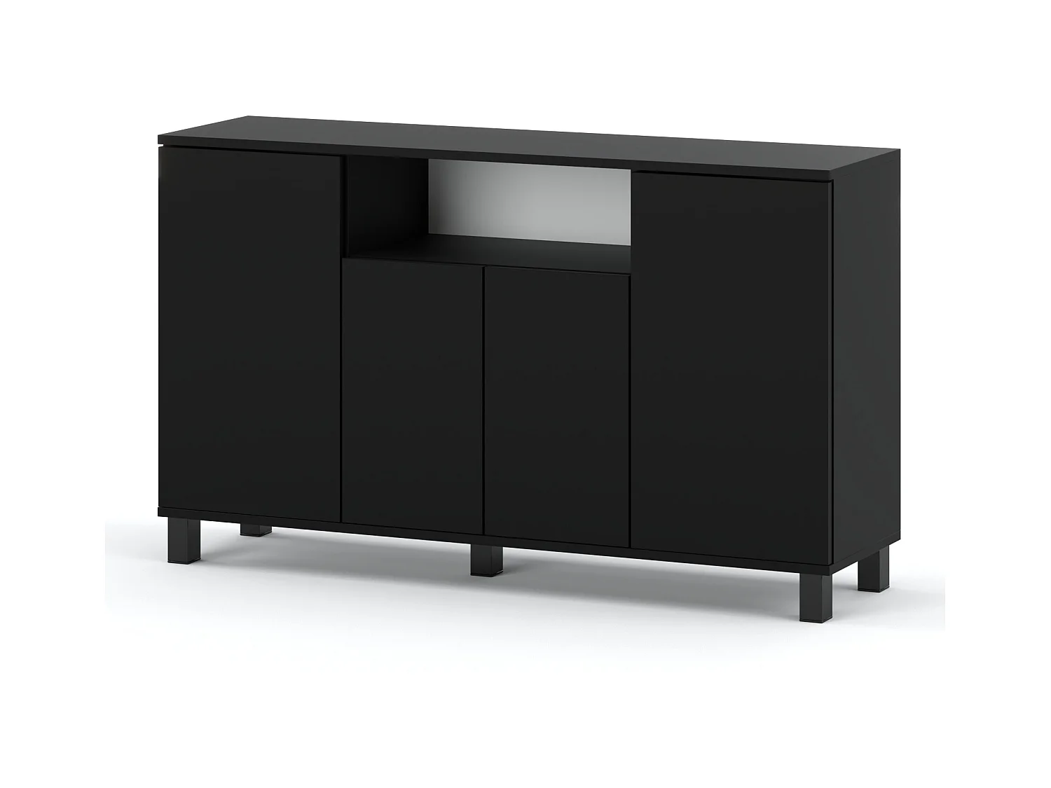 Grande commode 140cm  – NOIR  – Meuble de salon spacieux et moderne- TV LOFT