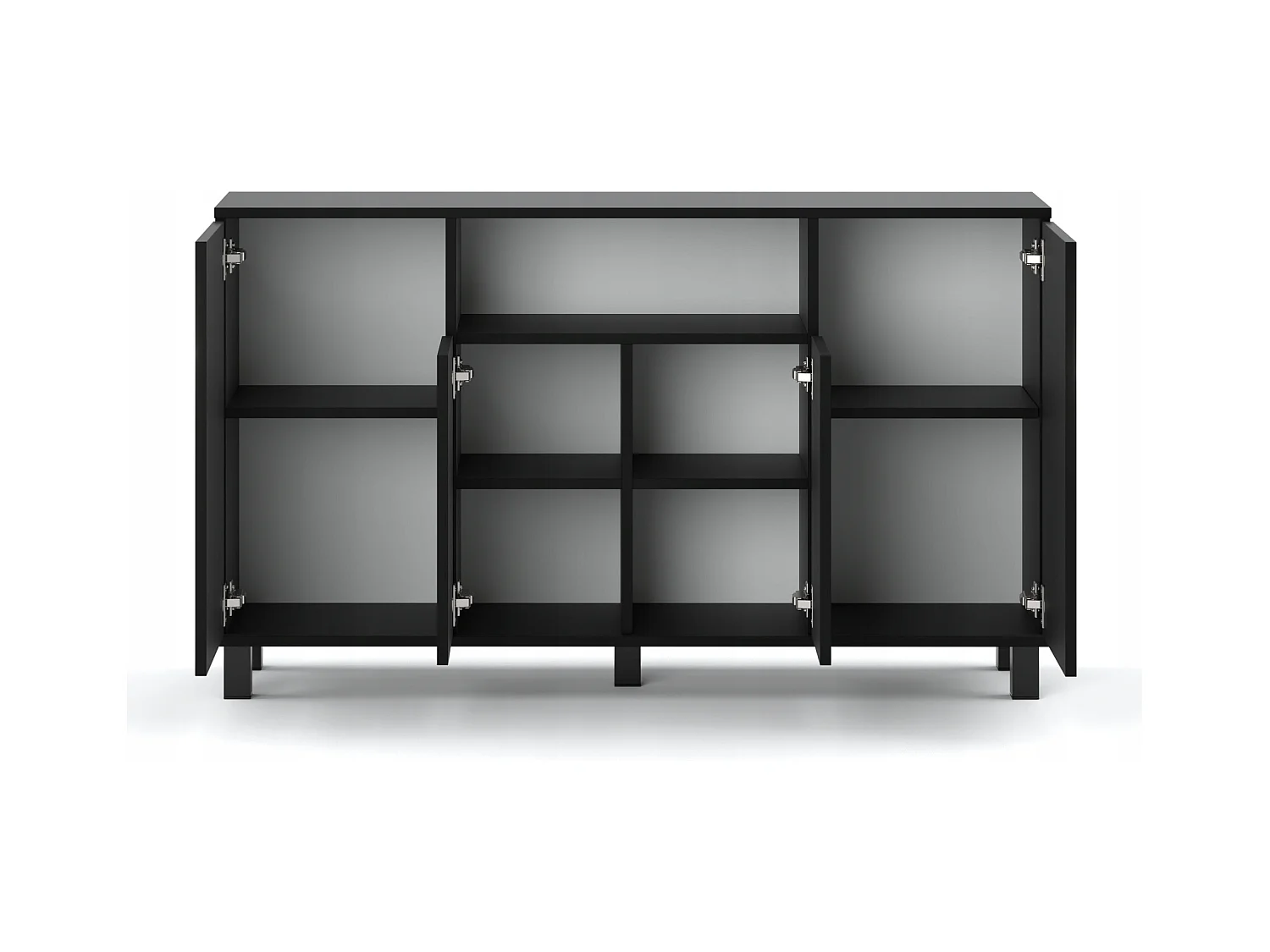 Grande commode 140cm  – NOIR  – Meuble de salon spacieux et moderne- TV LOFT