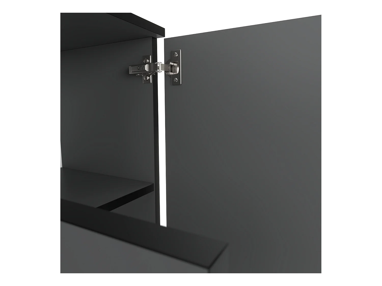 Grande commode 140cm  – NOIR  – Meuble de salon spacieux et moderne- TV LOFT