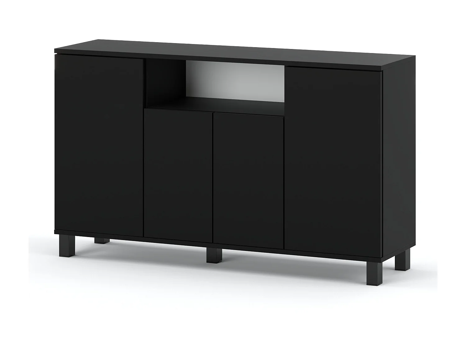 Grande commode 140cm  – NOIR  – Meuble de salon spacieux et moderne- TV LOFT