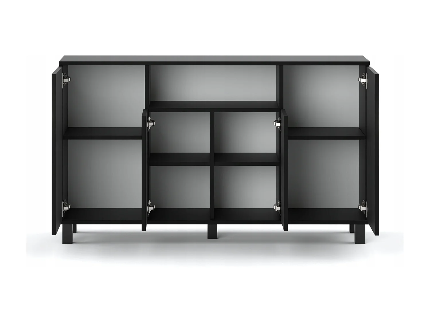 Grande commode 140cm  – NOIR  – Meuble de salon spacieux et moderne- TV LOFT