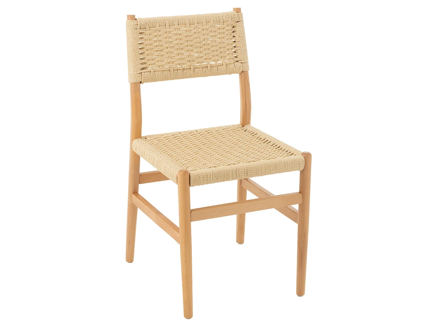 Chaise en bois de hêtre et corde naturel LAP – L’authenticité artisanale-Beige