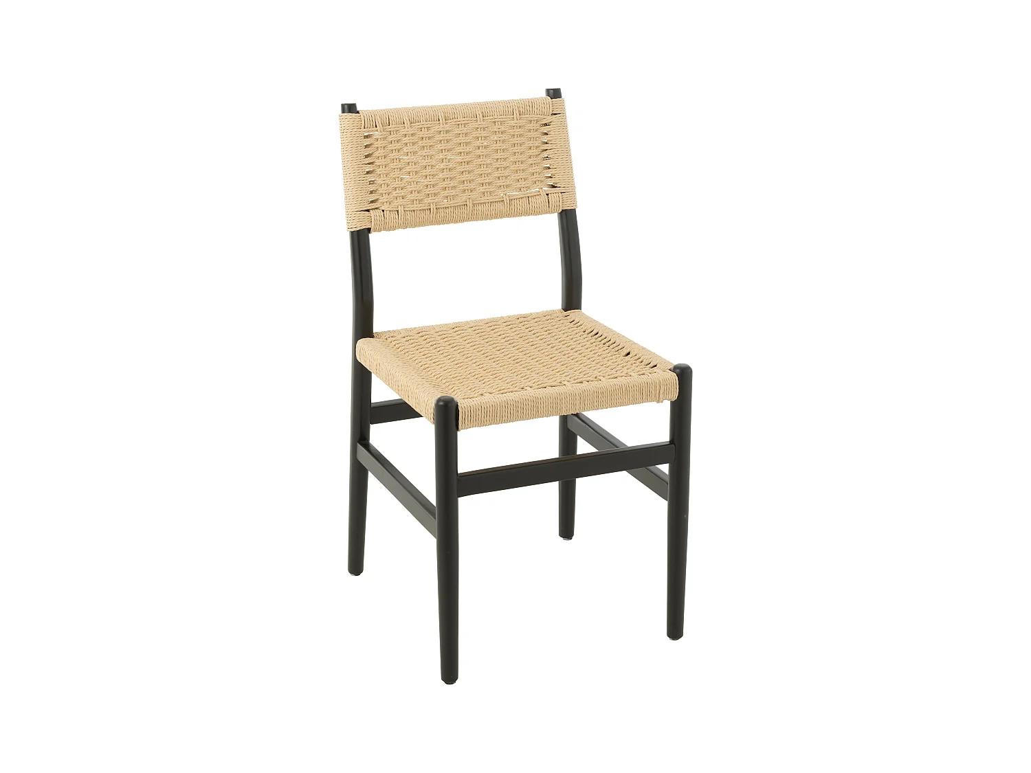 Silla LAP de madera de haya y cuerda natural – Auténtica artesanía-Color Negro