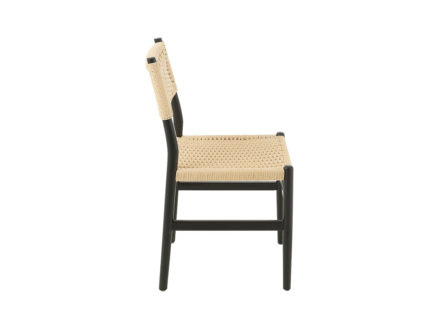 Silla LAP de madera de haya y cuerda natural – Auténtica artesanía-Color Negro