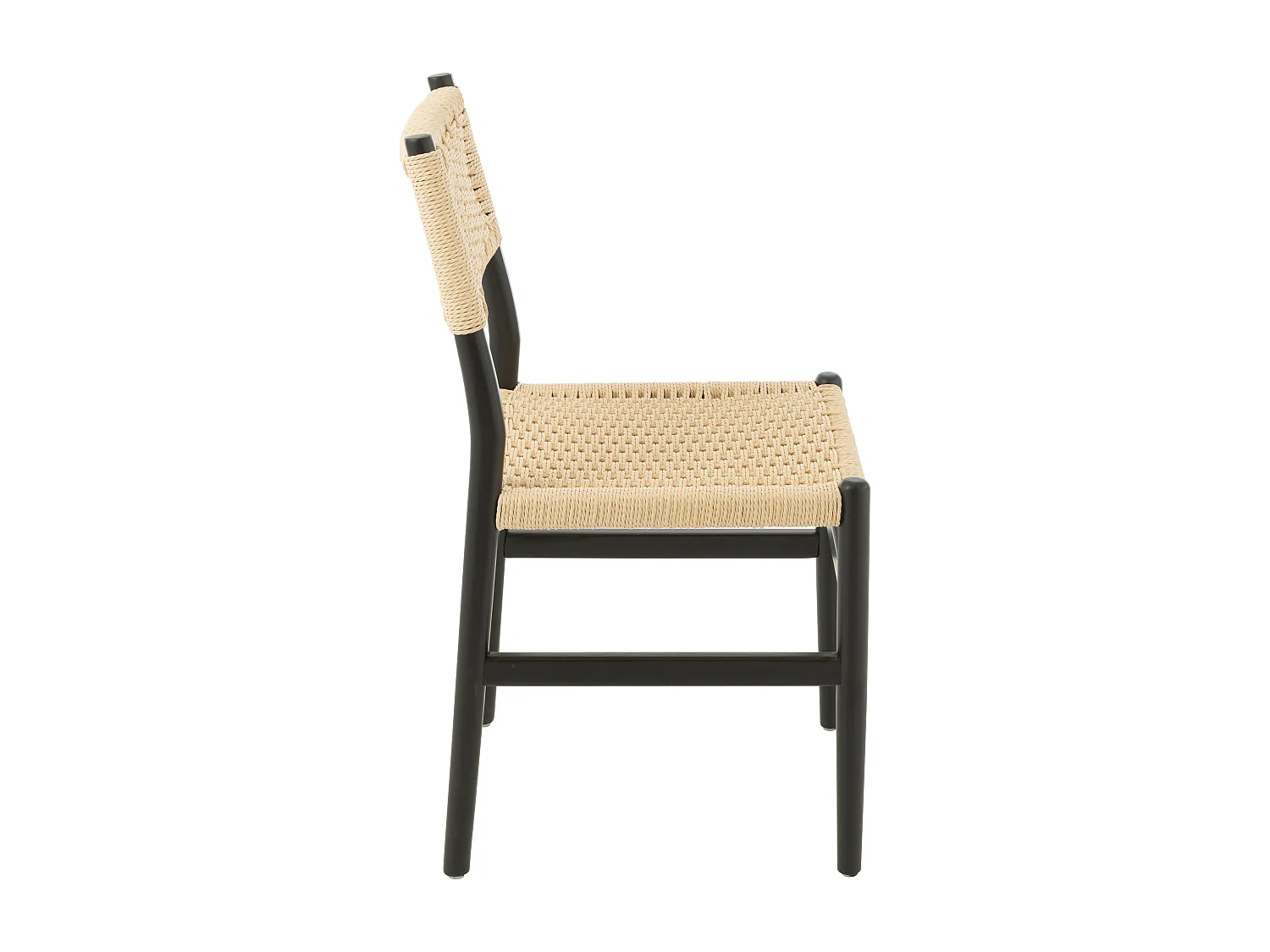 Silla LAP de madera de haya y cuerda natural – Auténtica artesanía-Color Negro