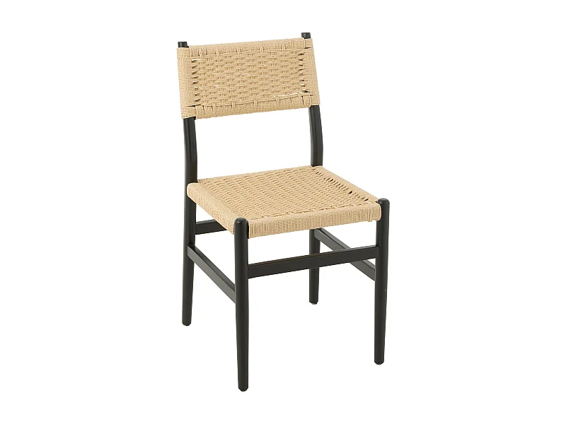 Chaise en bois de hêtre et corde naturel LAP – L’authenticité artisanale-Noir