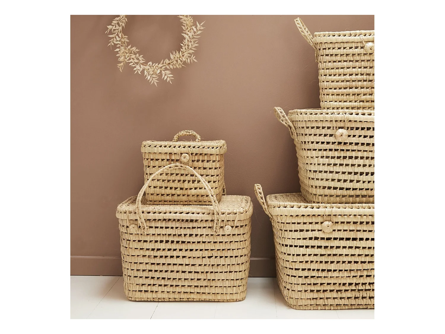 Coffre de rangement feuille de palmier