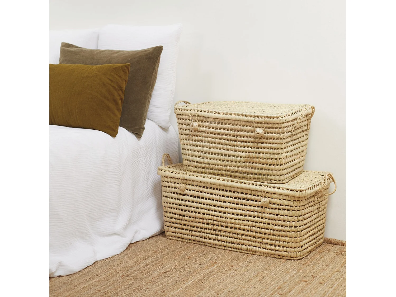 Baúl de almacenamiento en hoja de palma