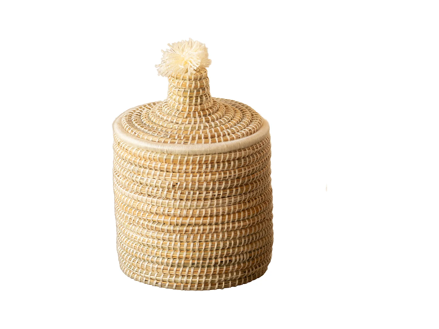 Panier avec couvercle laine