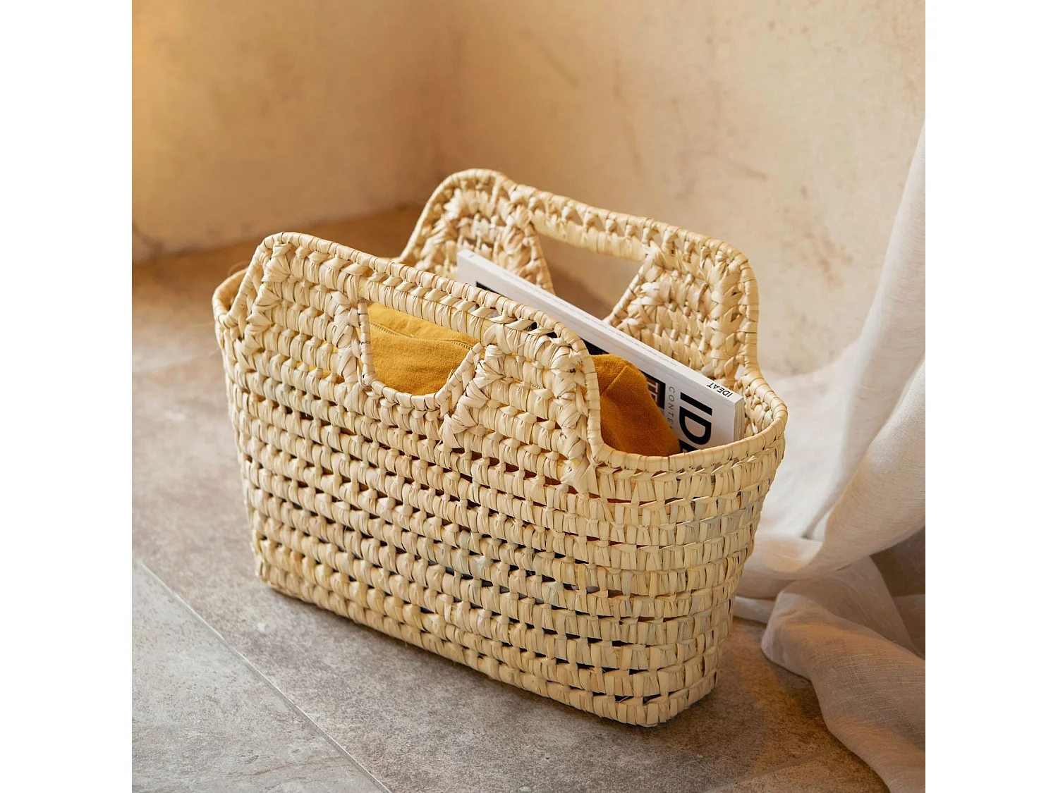 Cabas parisien naturel avec anses intégrées