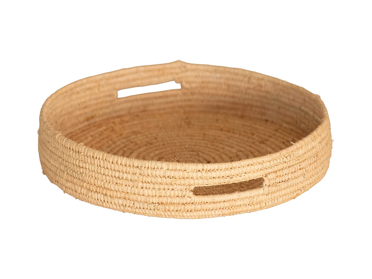 Plateau rond en osier naturel avec anses