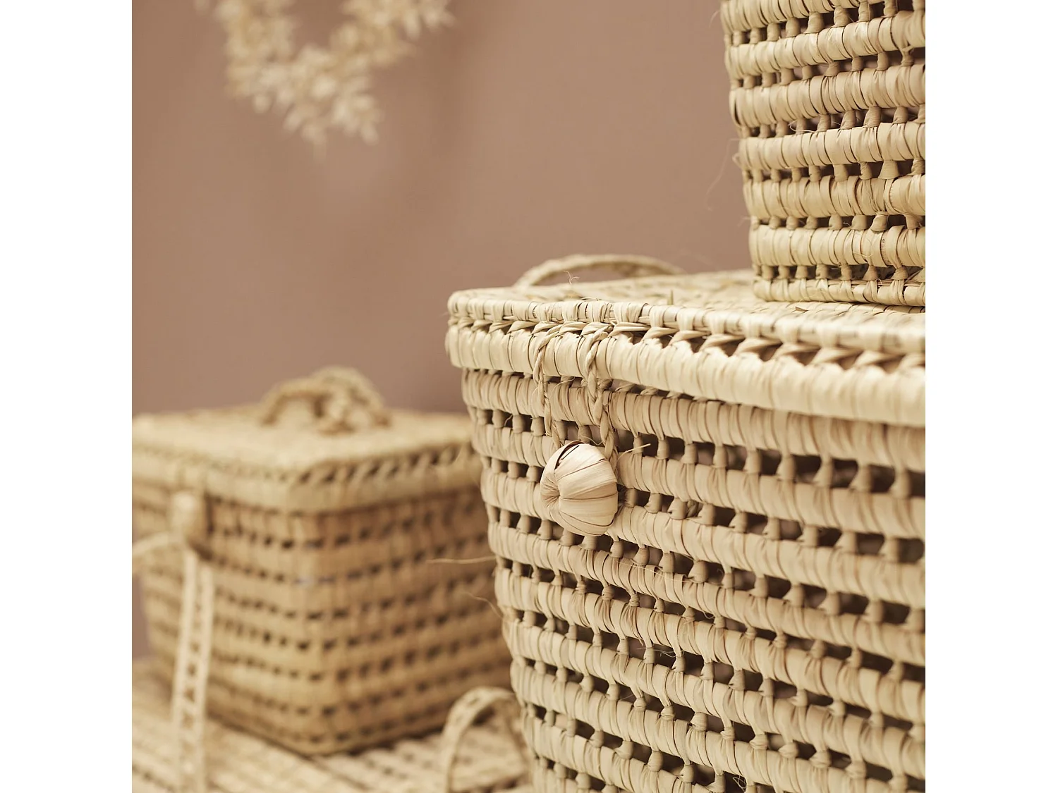 Malle de rangement feuille de palmier