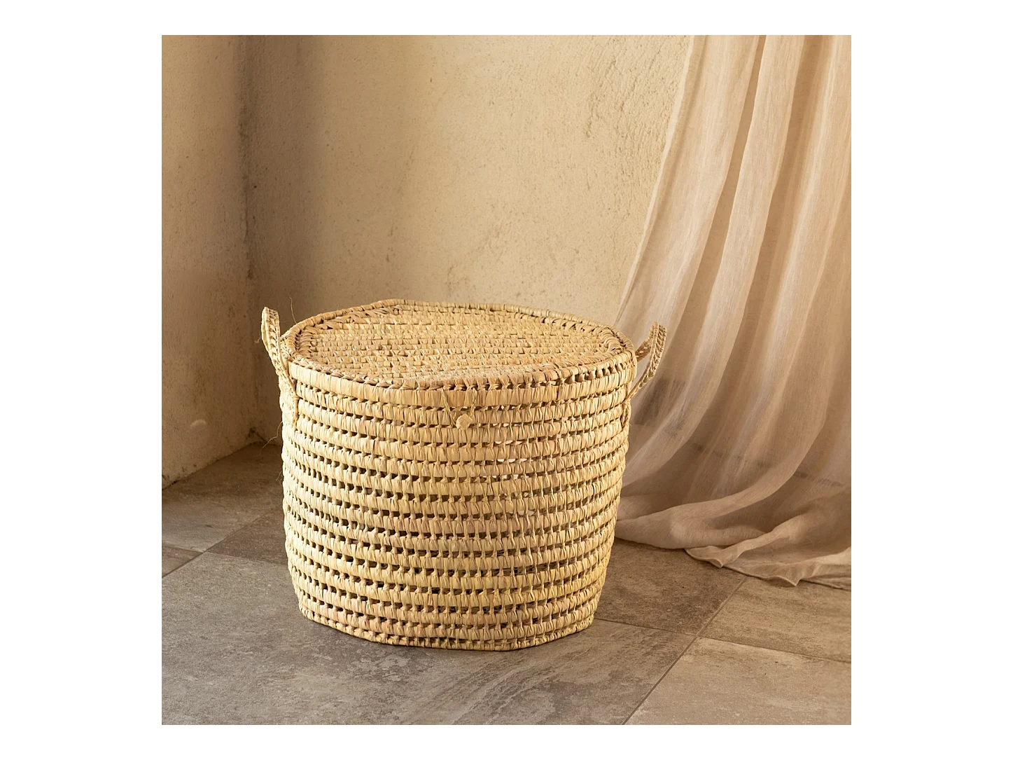 Malle ronde feuille de palmier