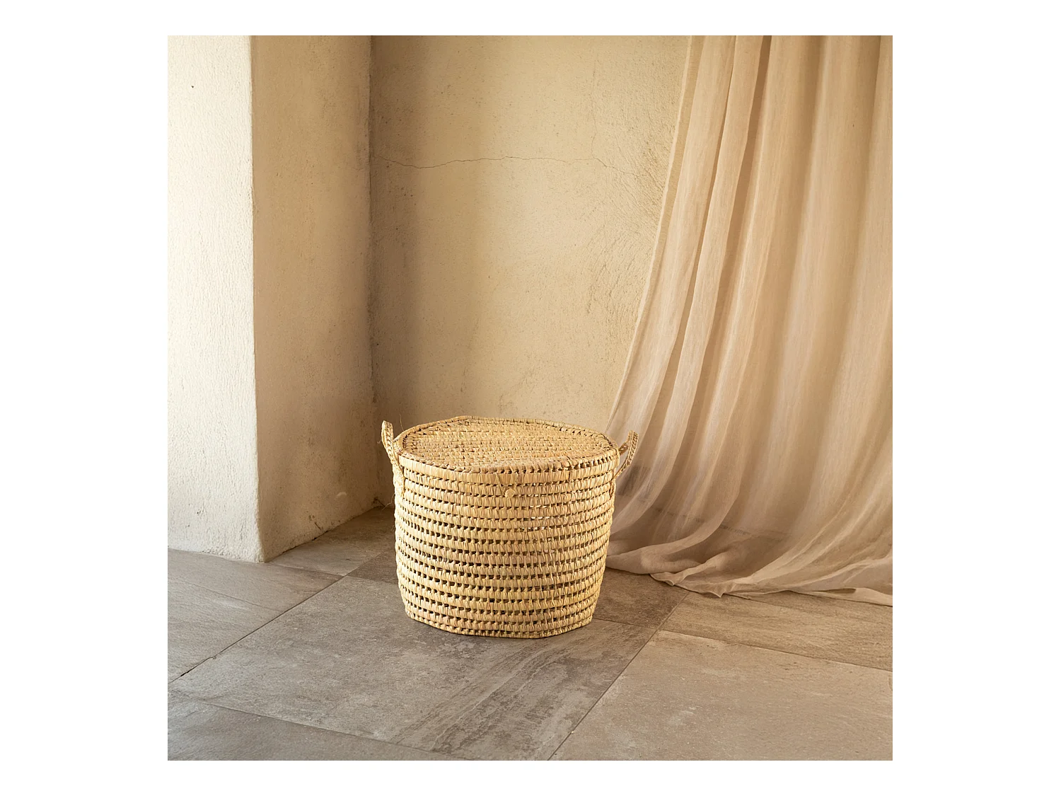 Malle ronde feuille de palmier