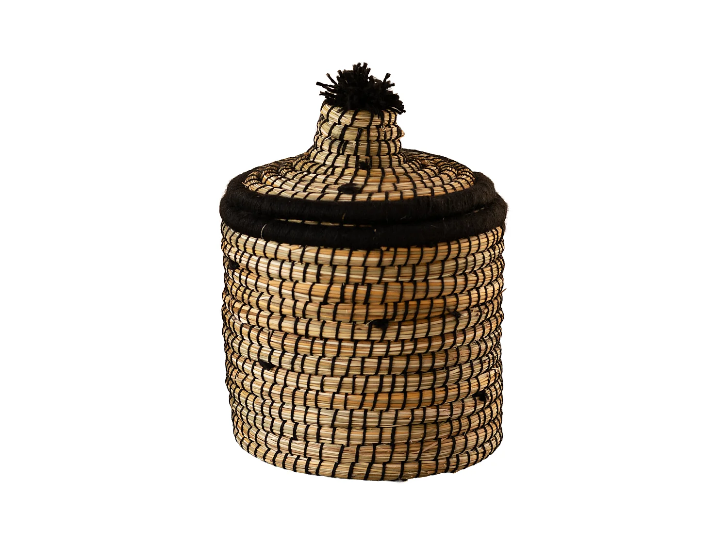 Panier avec couvercle laine
