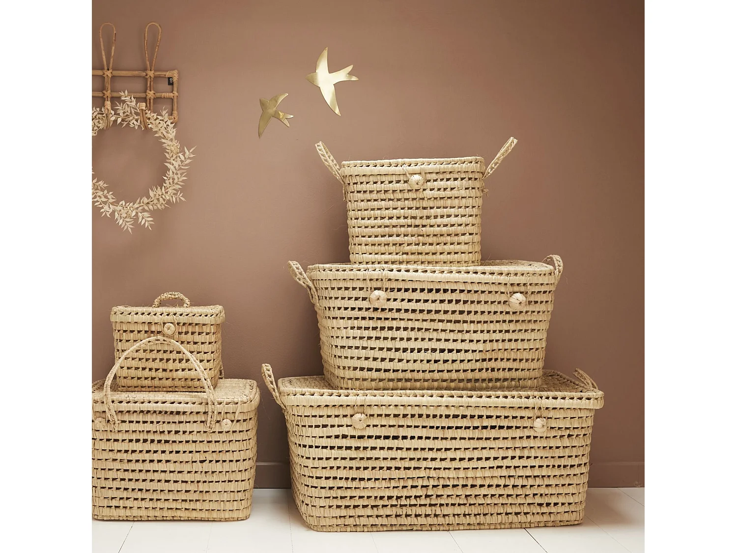 Malle de rangement feuille de palmier