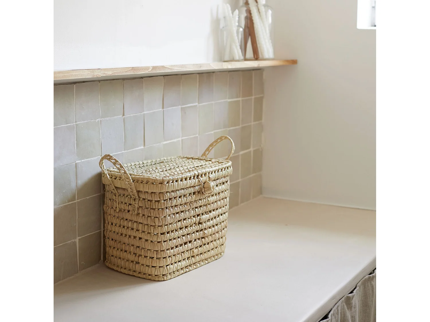 Malle de rangement feuille de palmier