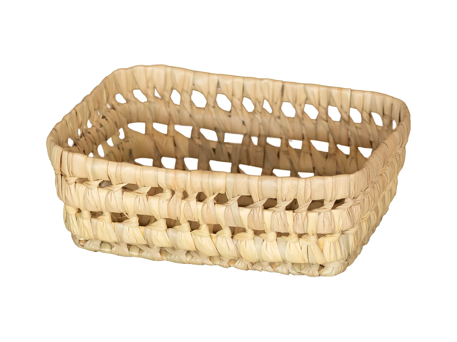 Panier rectangle en feuille de palmier