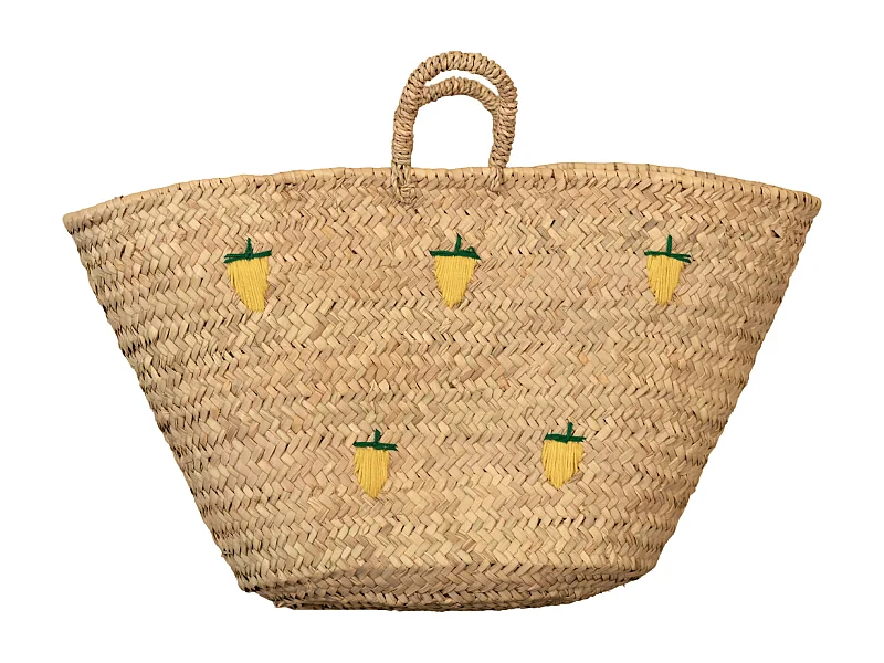 Cesta con limones bordados