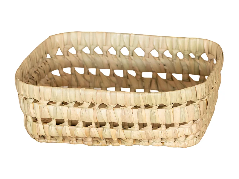 Panier rectangle en feuille de palmier