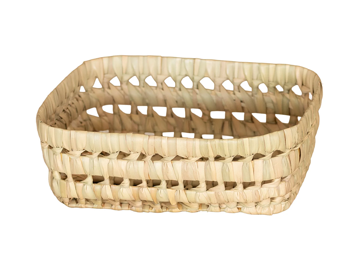 Panier rectangle en feuille de palmier