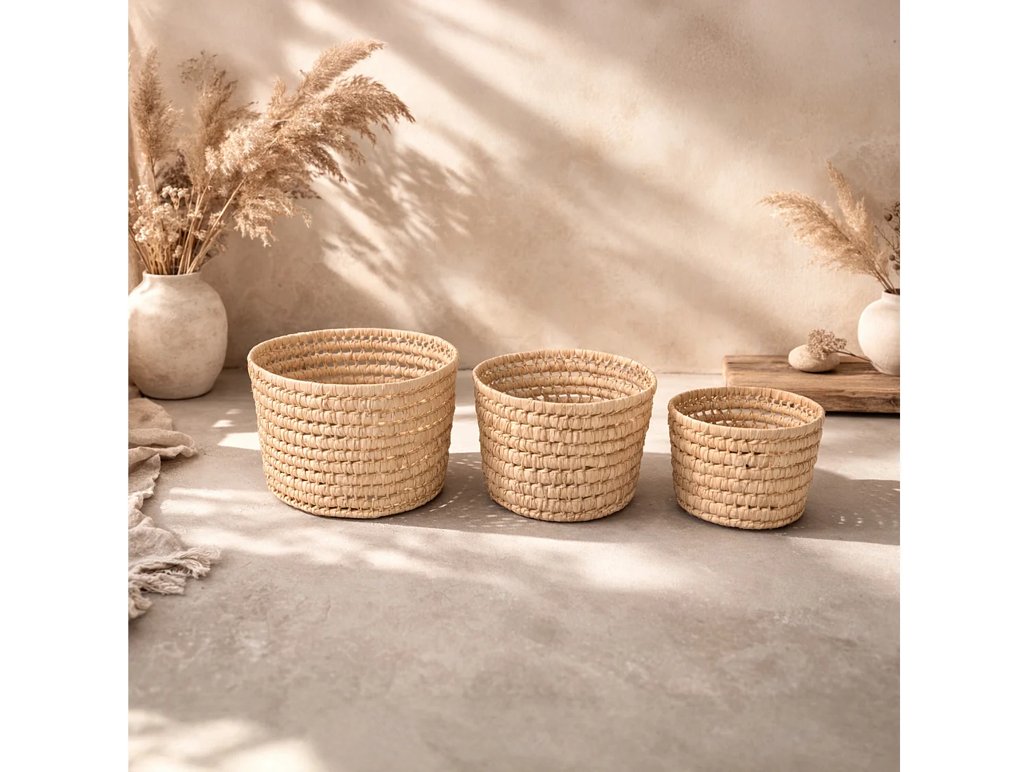 Macetero de hojas de palmera