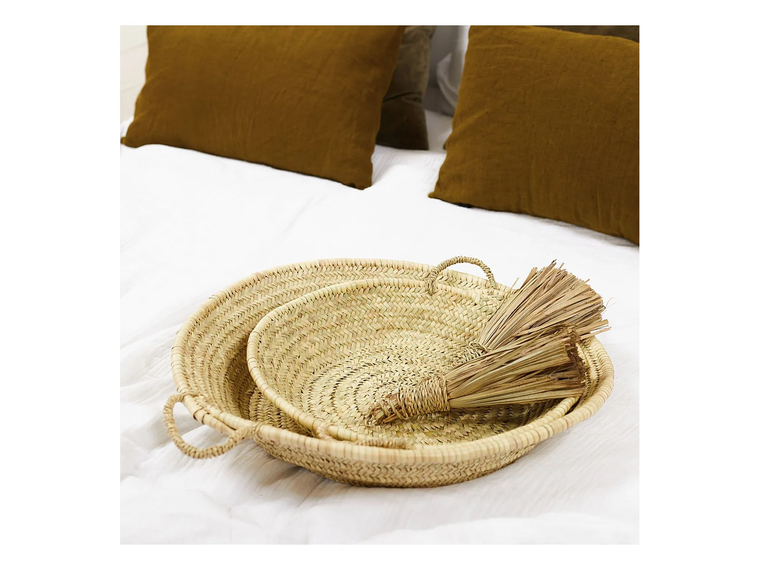 Corbeille plate avec poignées Palm