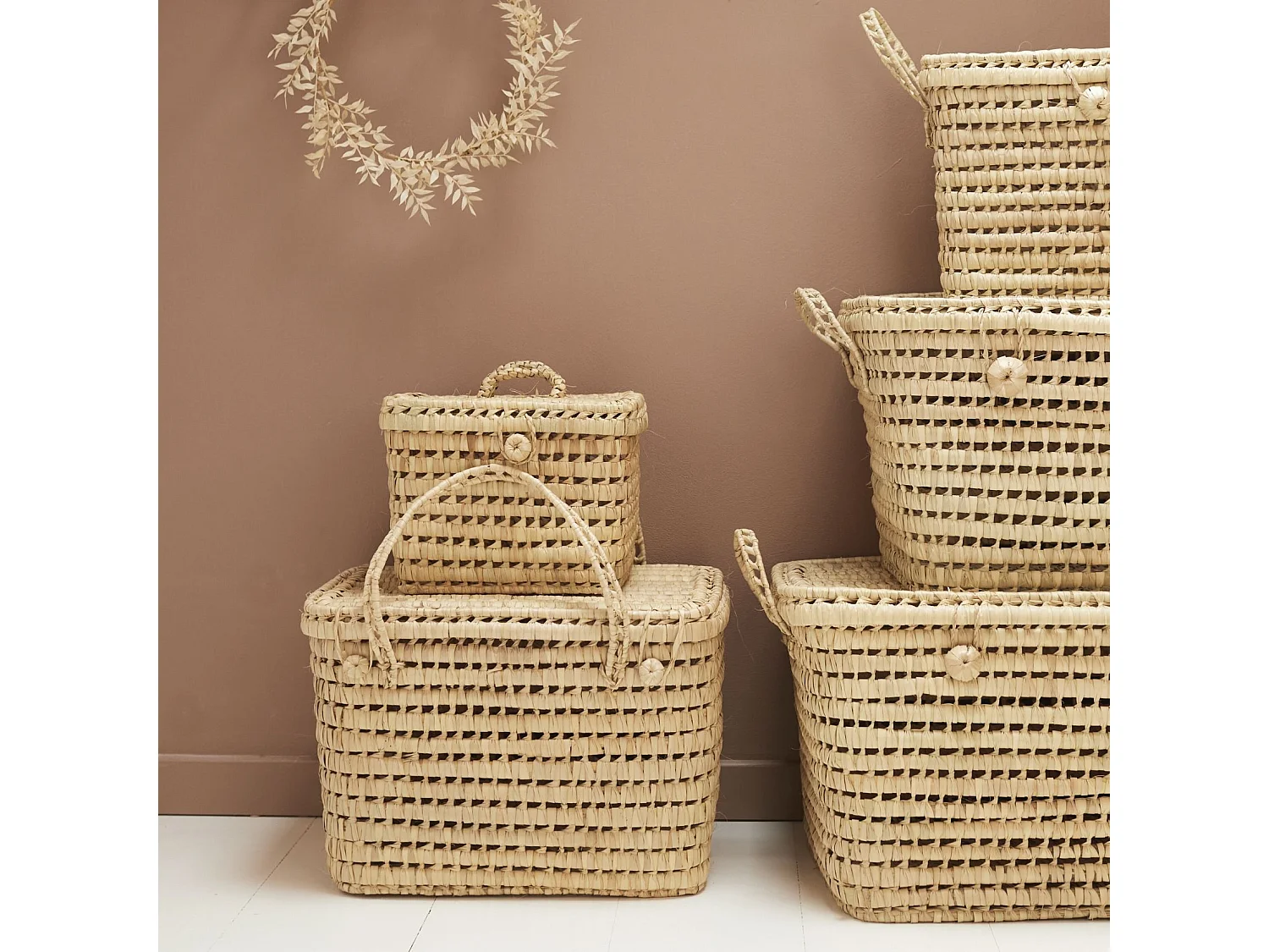 Cofre de almacenamiento de hoja de palma