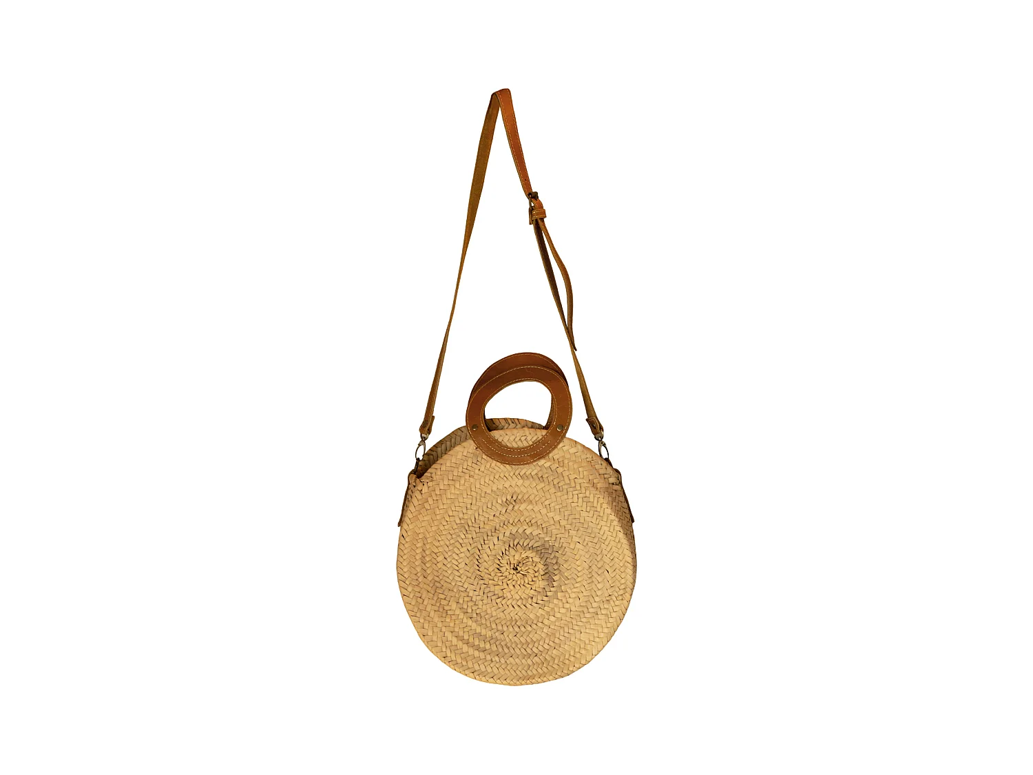 Panier rond anse cuir