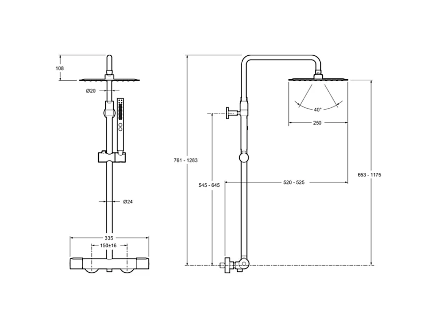 Colonne de douche thermostatique JACOB DELAFON Métro