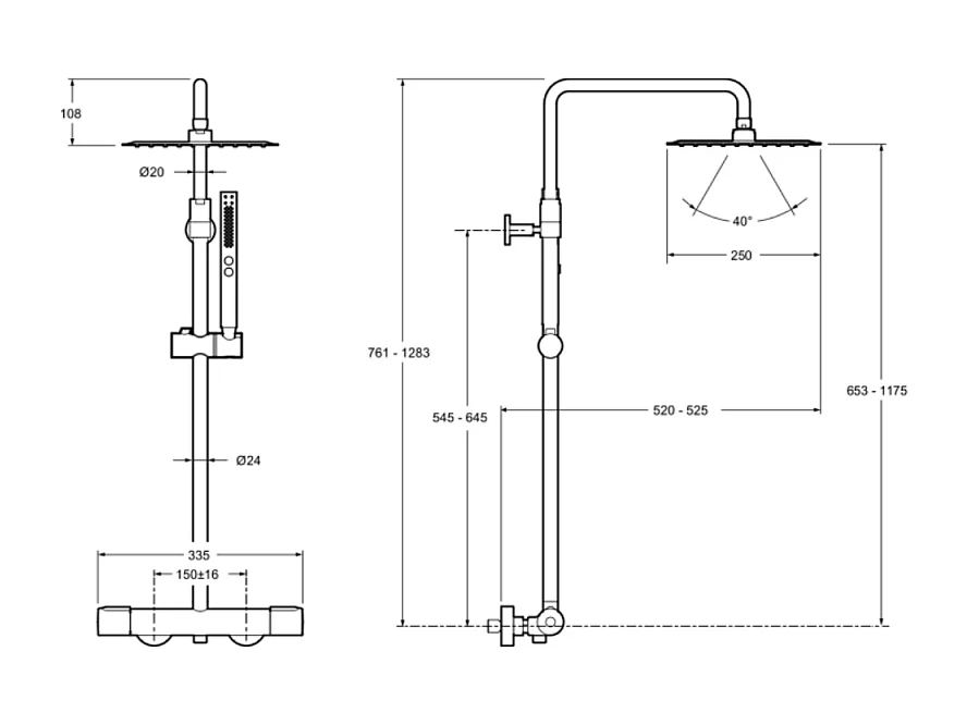 Colonne de douche thermostatique JACOB DELAFON Métro