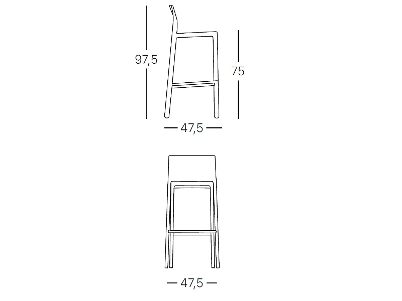 Tabouret de bar en plastique coloré indoor / outdoor 75 cm - Kate