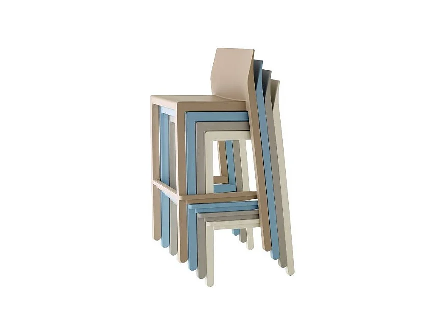 Tabouret de bar en plastique coloré indoor / outdoor 75 cm - Kate
