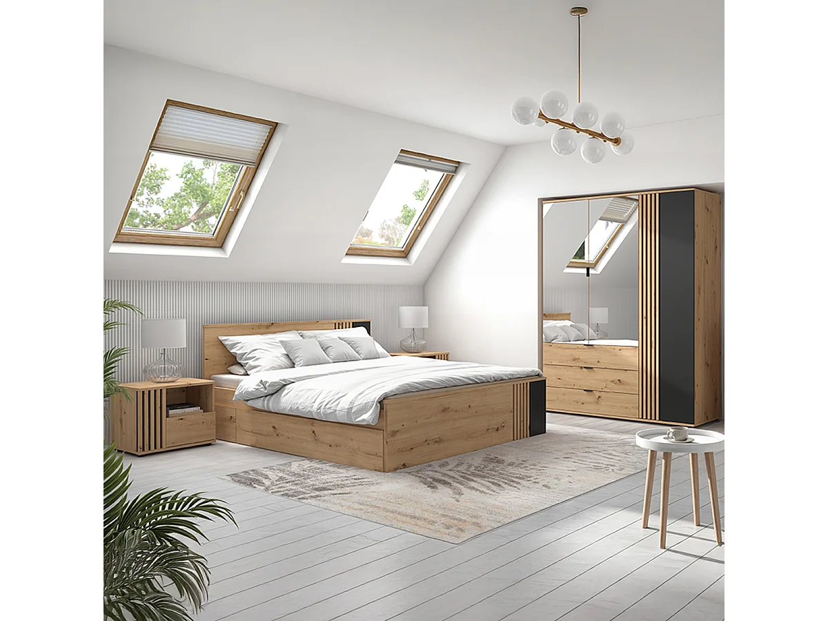 Table de chevet 1 tiroir gauche Ezra Bois