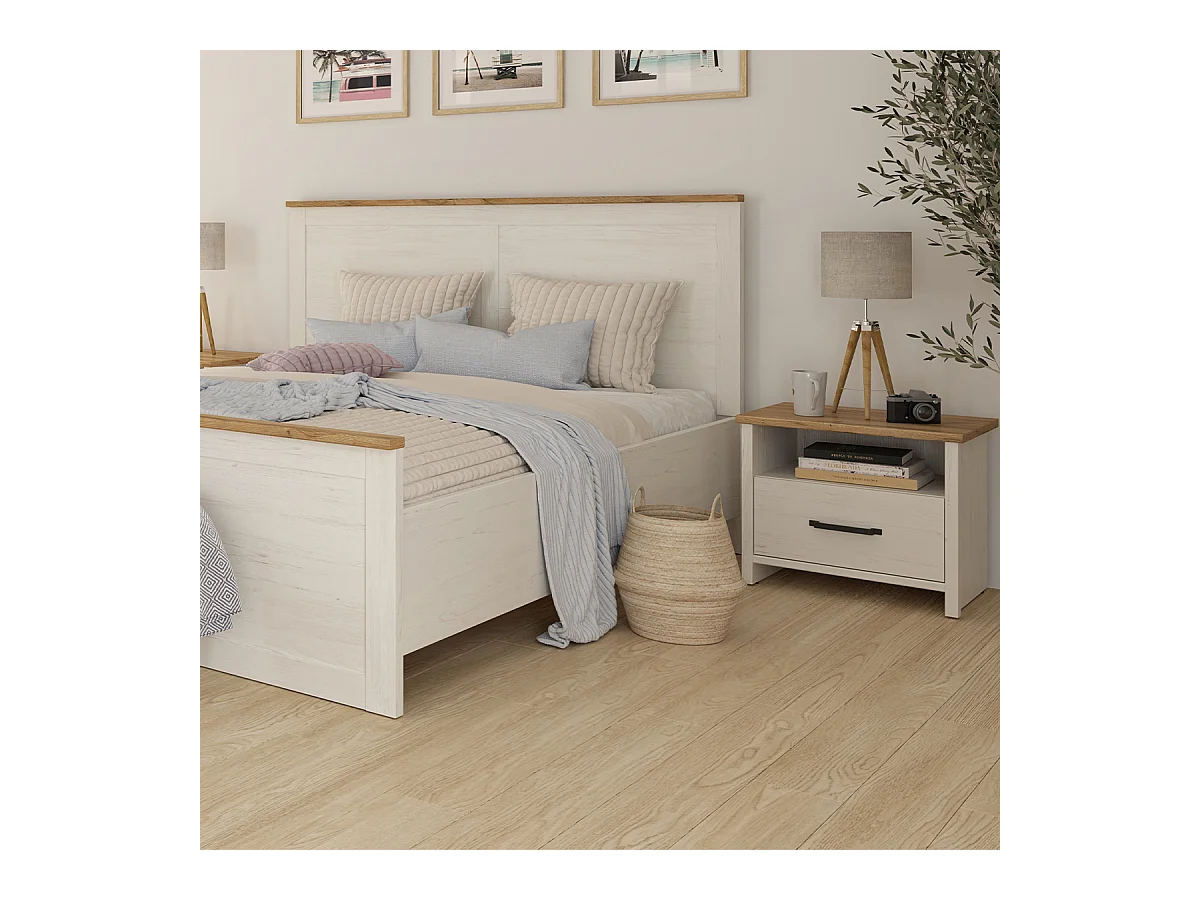 Table de chevet 1 tiroir 1 niche Aksel Blanc