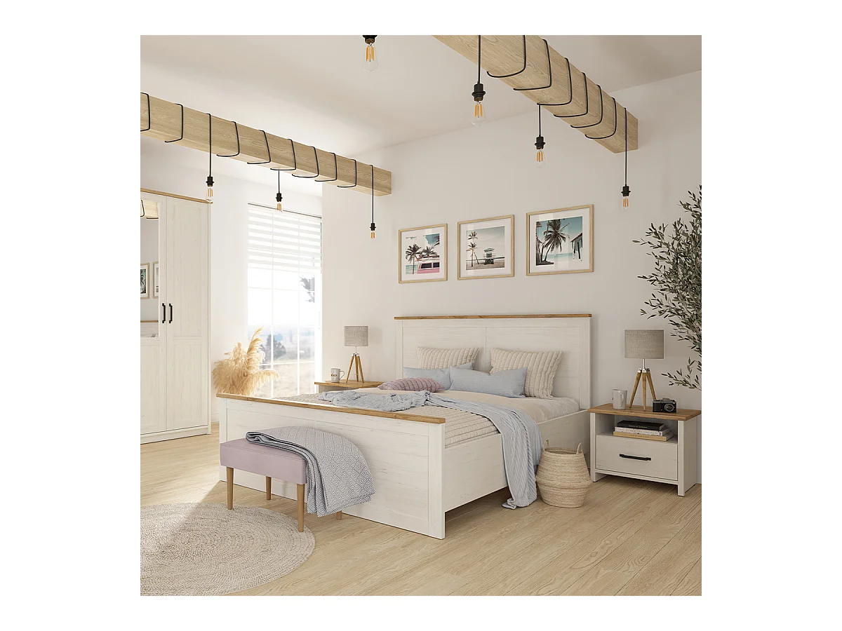 Table de chevet 1 tiroir 1 niche Aksel Blanc