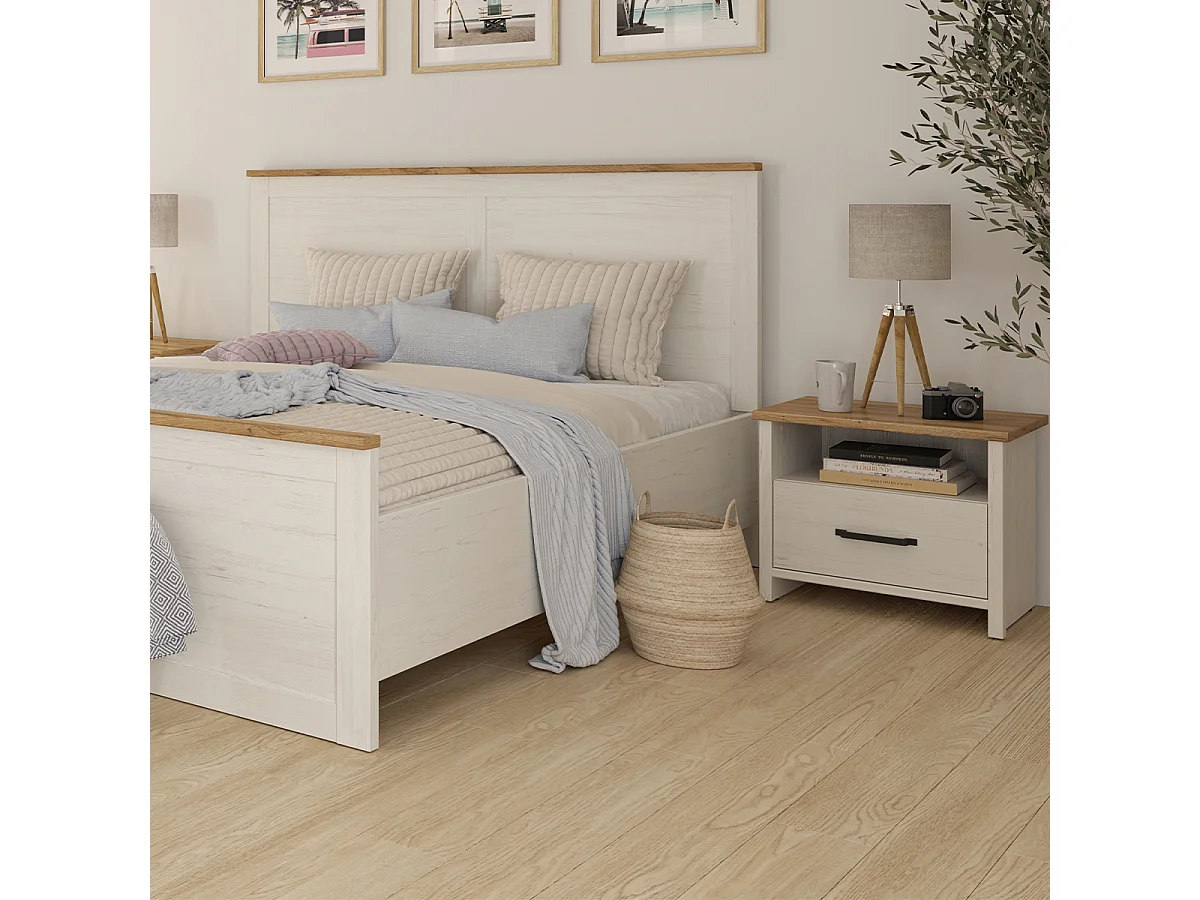 Table de chevet 1 tiroir 1 niche Aksel Blanc