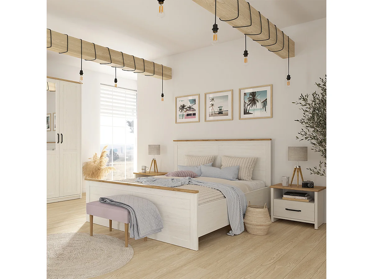 Table de chevet 1 tiroir 1 niche Aksel Blanc