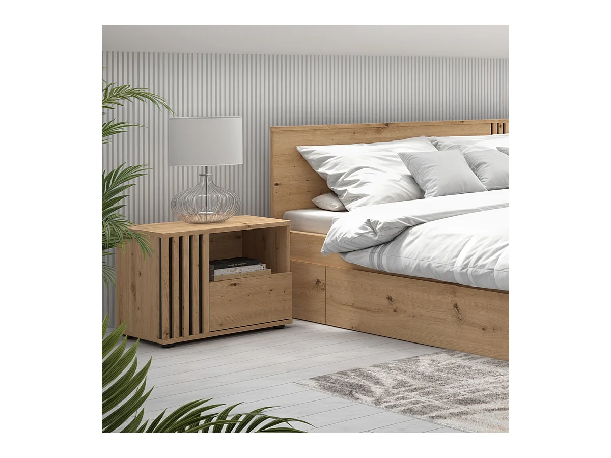 Table de chevet 1 tiroir droite Ezra Bois