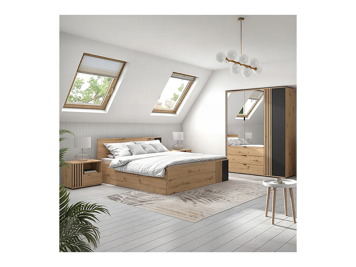 Table de chevet 1 tiroir droite Ezra Bois