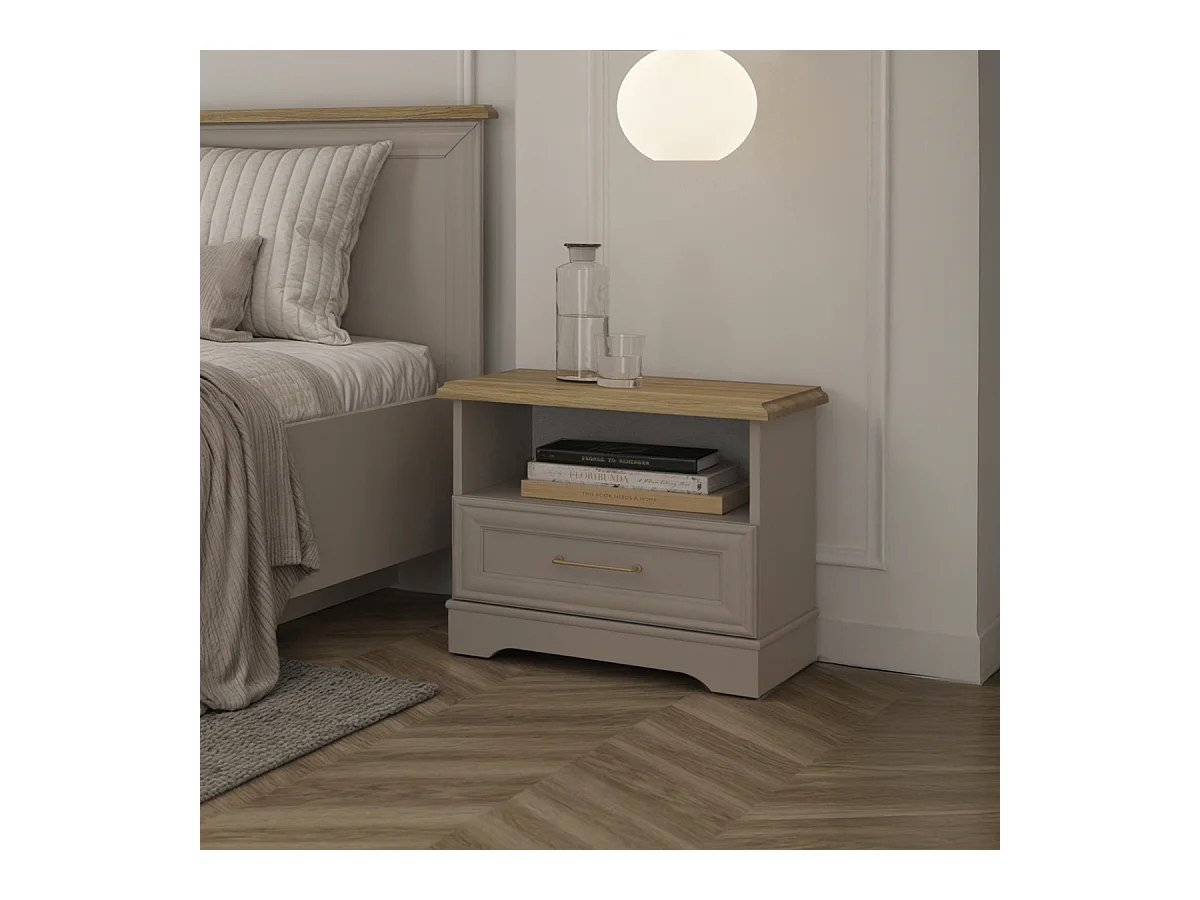 Table de chevet 1 tiroir Perle Cachemire