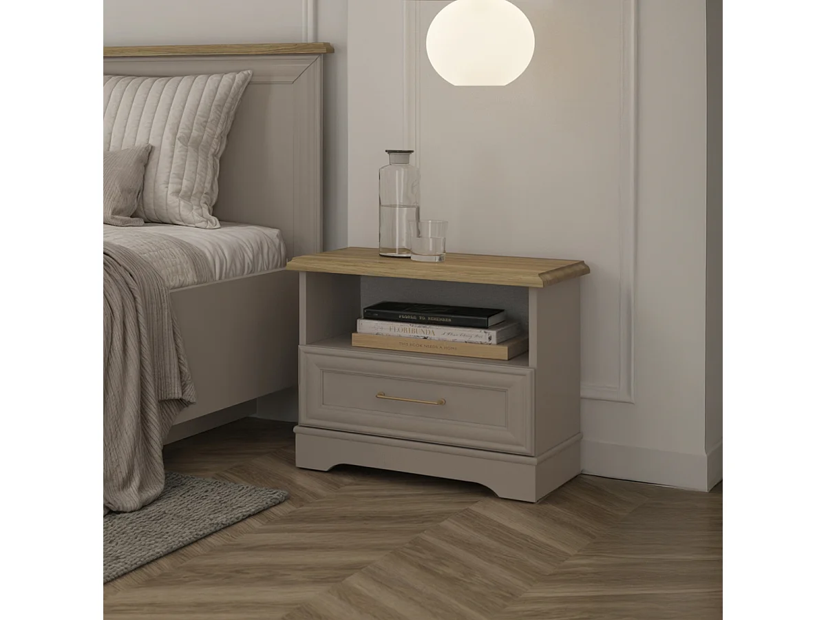 Table de chevet 1 tiroir Perle Cachemire