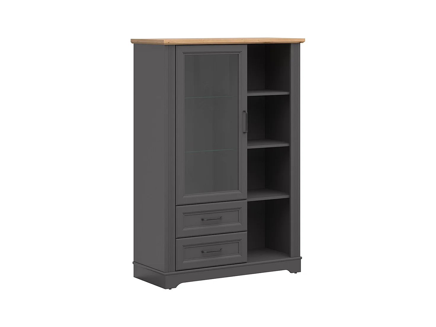 Vaisselier bas 1 porte 2 tiroirs Charlie Gris Anthracite