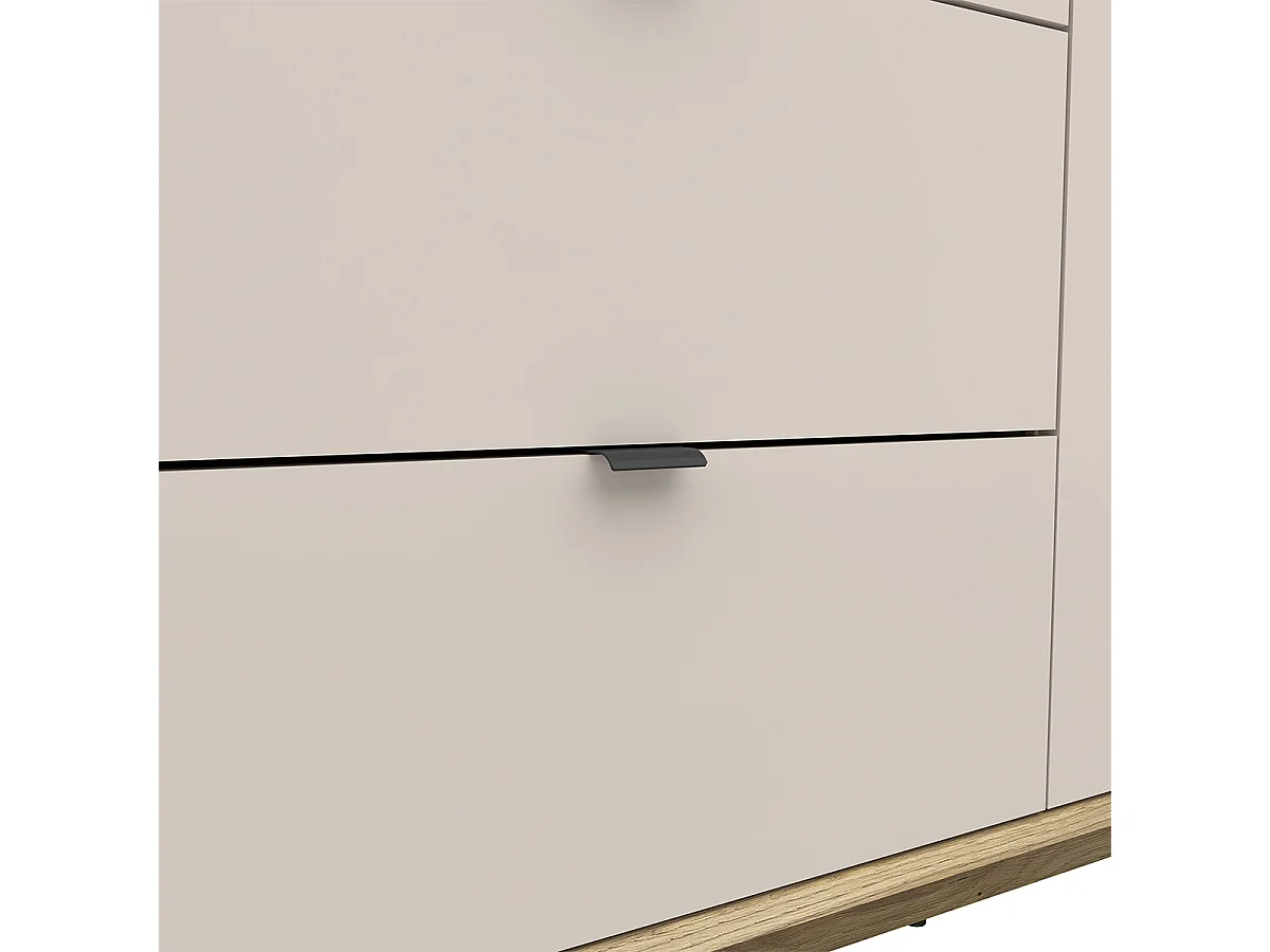 Schrank 3 Türen 2 Schubladen Donna Kaschmir und Holz