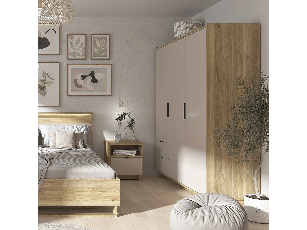 Schrank 3 Türen 2 Schubladen Donna Kaschmir und Holz