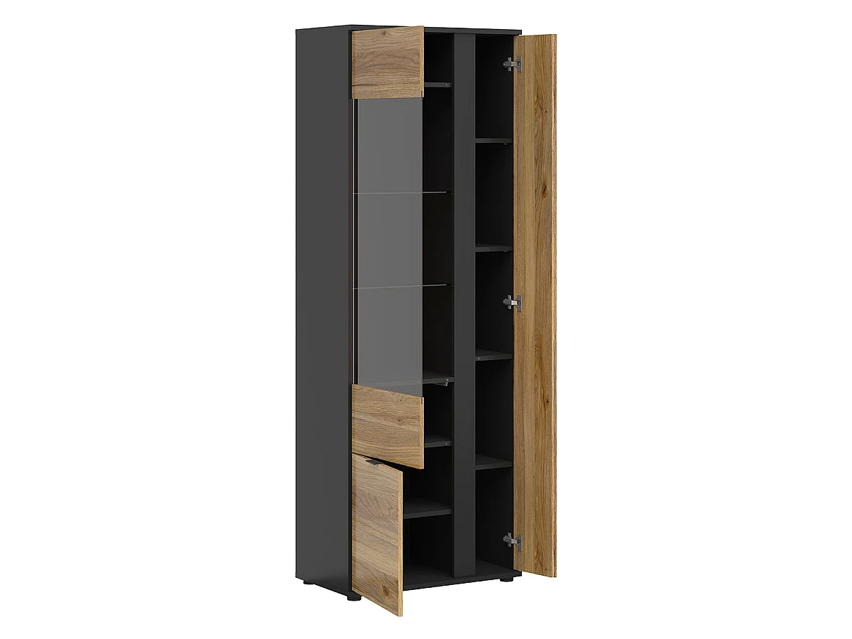 Vaisselier 3 portes Pia Noir et Bois