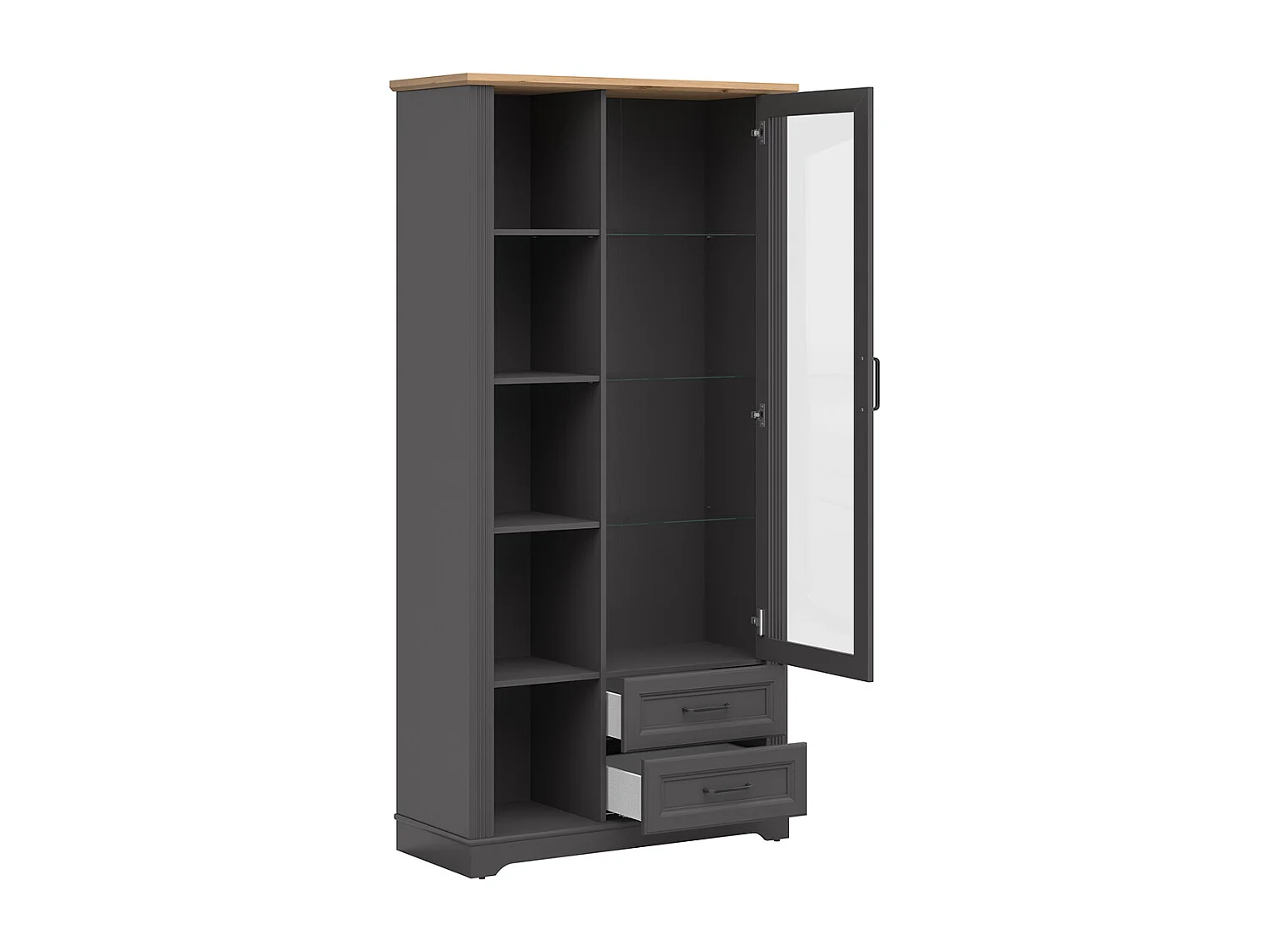 Vaisselier 1 porte 2 tiroirs Charlie Gris Anthracite