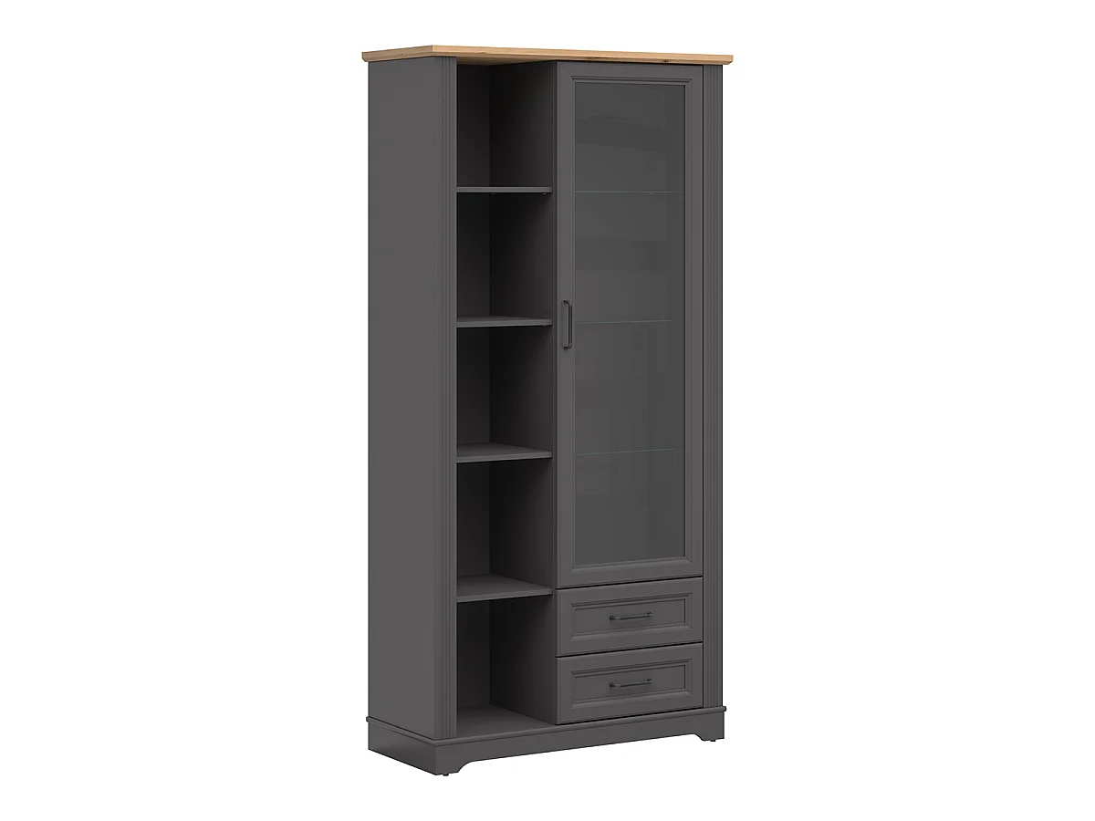 Vaisselier 1 porte 2 tiroirs Charlie Gris Anthracite